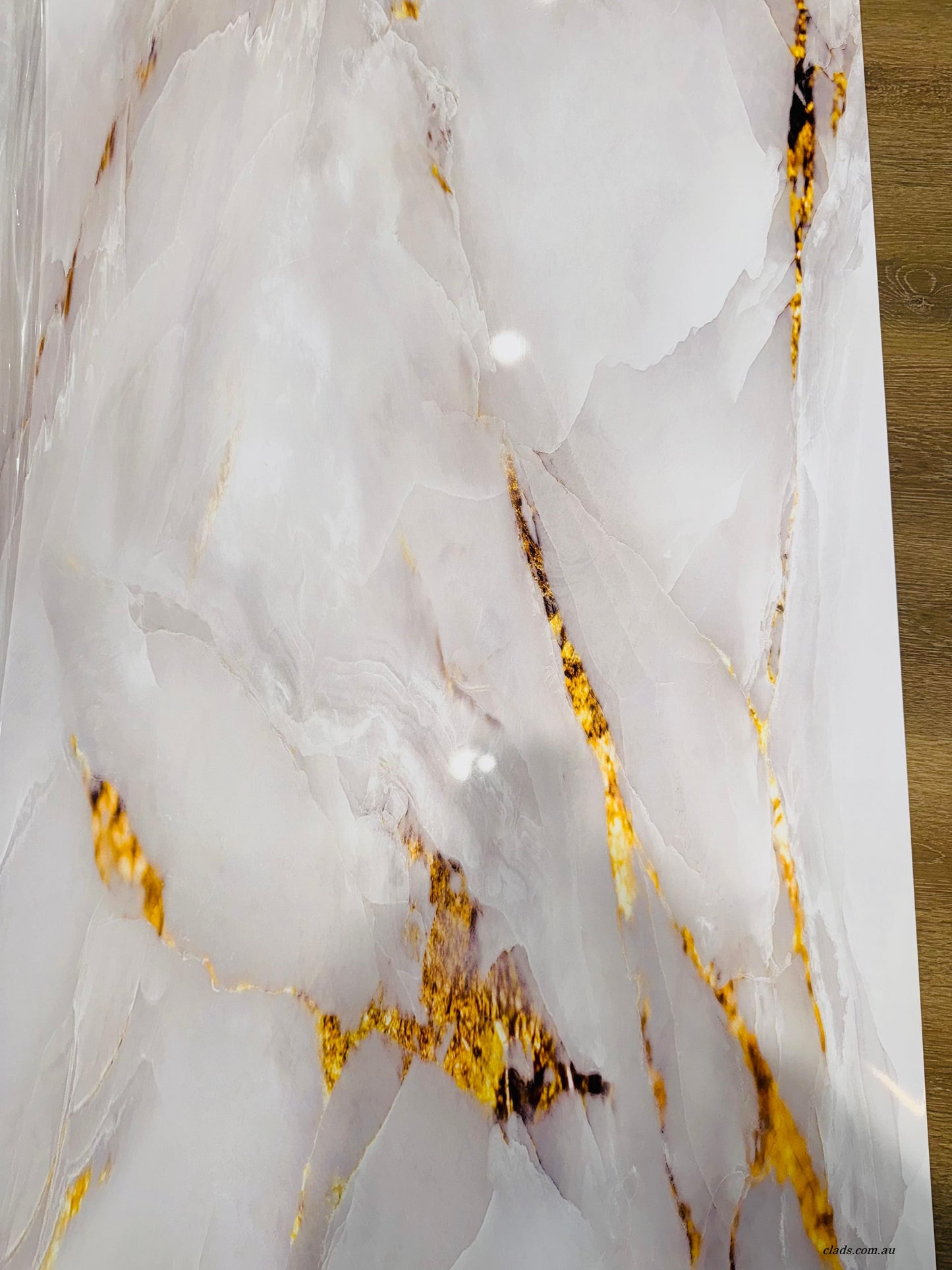 Glossy Marble Sheet in White Gold Color 2.7 Meter