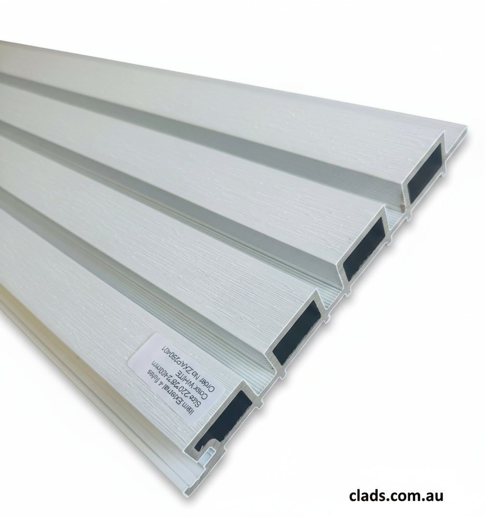 External Cladding White Color 4 Slat 2.4 Meter - Cladding Supplies Of Australia