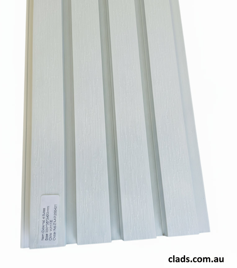 External Cladding White Color 4 Slat 2.4 Meter - Cladding Supplies Of Australia