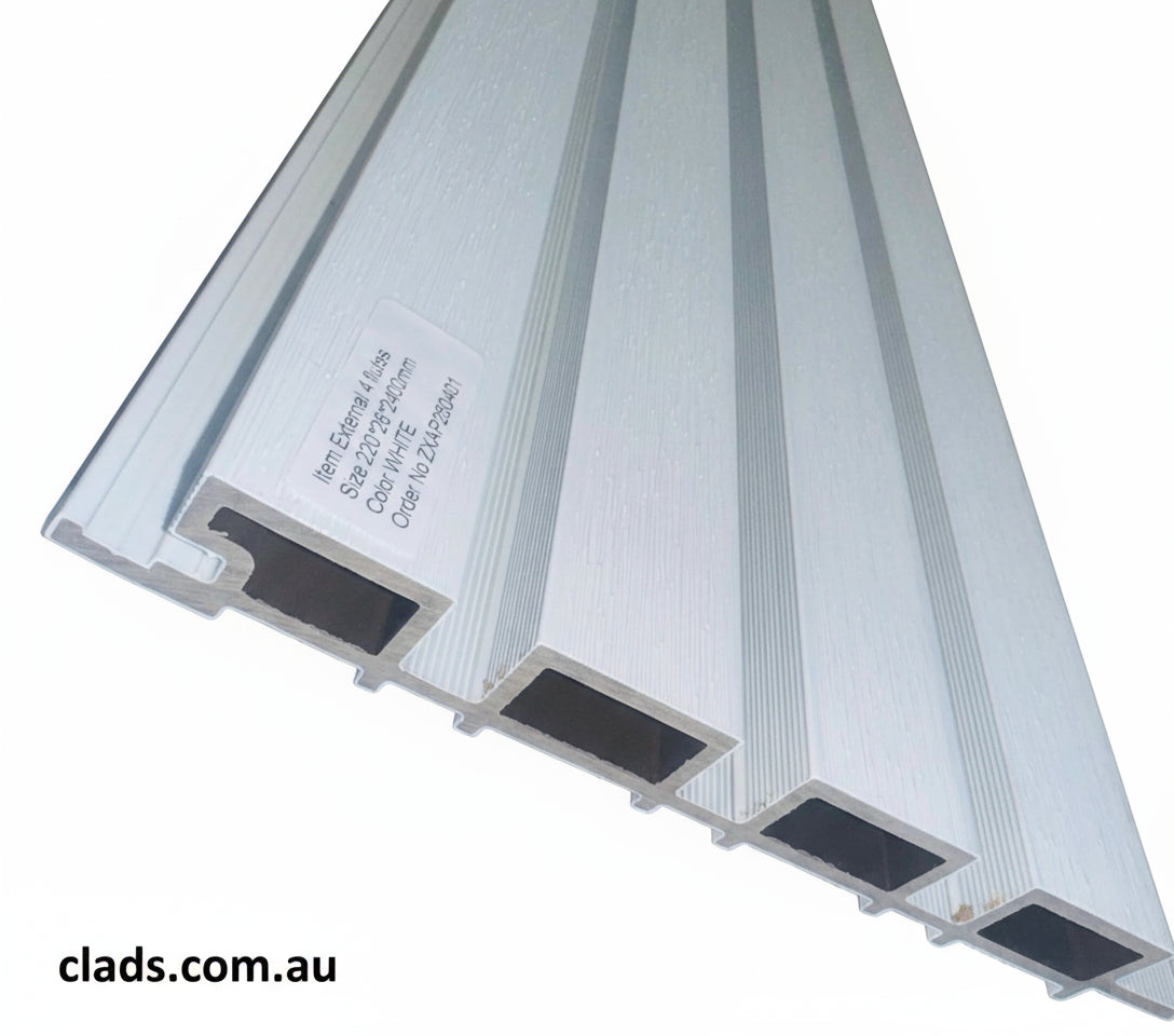 External Cladding White Color 4 Slat 2.4 Meter - Cladding Supplies Of Australia