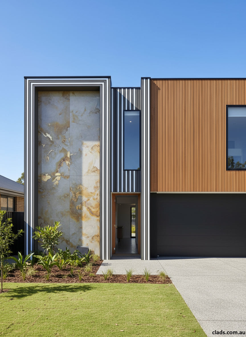 External Half Cladding in White & Grey 4 Slat 5.8 M - Cladding Supplies Of Australia