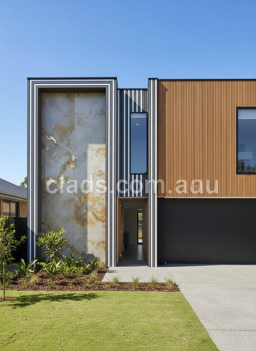 External Half Cladding in White & Grey 4 Slat 5.8 M - Cladding Supplies Of Australia