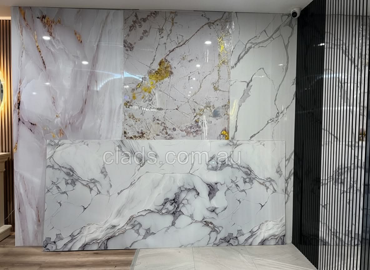 Glossy 3D PVC Natural Stone look Marble Sheet