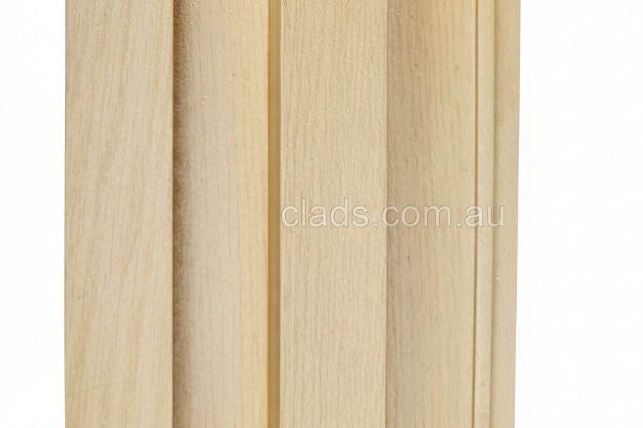 Aluminium external cladding in light oak finish, 3.2 meters long, designed for modern building exteriors.