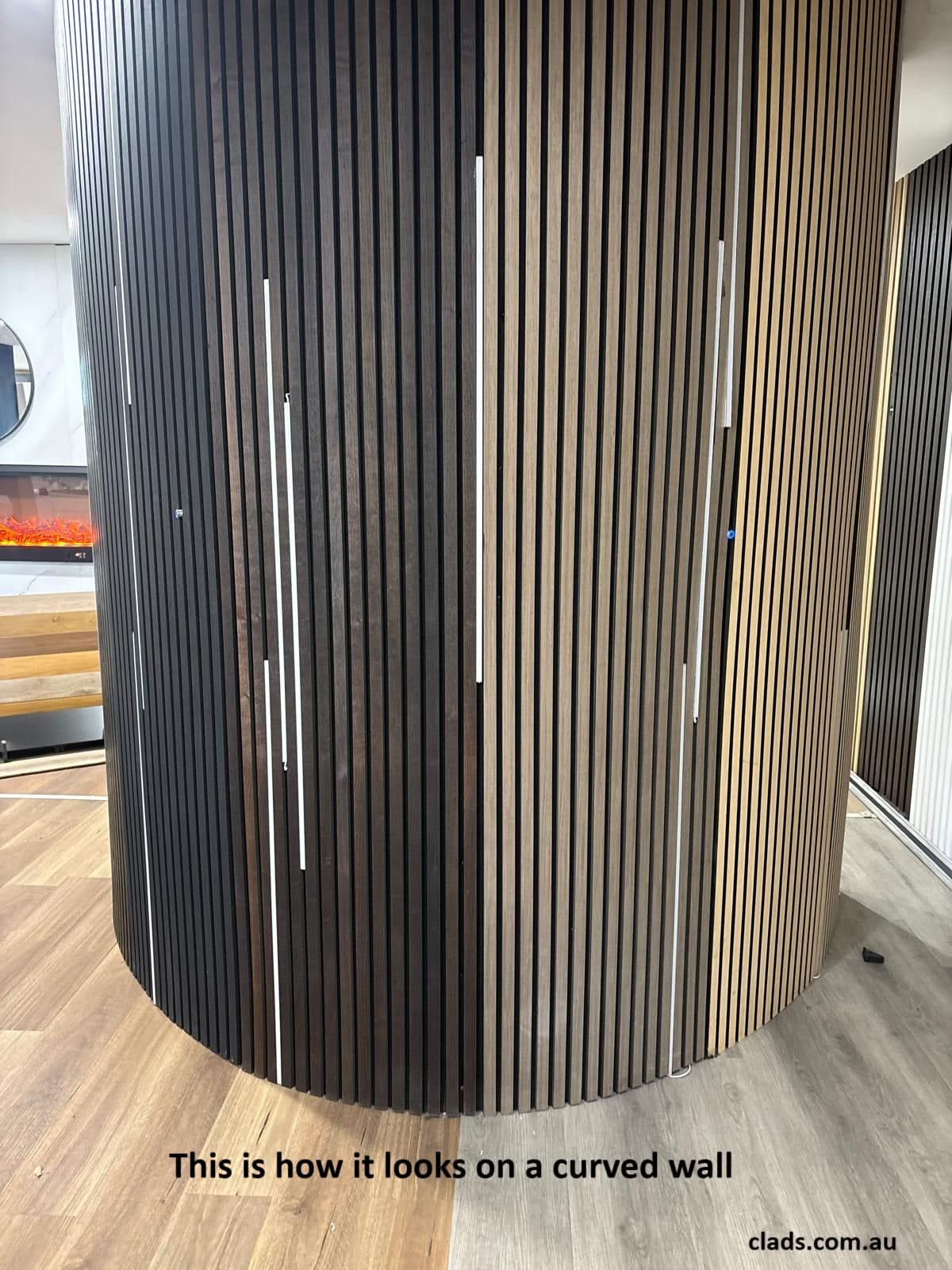 Tasmanian Oak acoustic panel, 2.7m internal cladding by Cladding Supplies of Australia, showing warm wood grain and smooth finish.