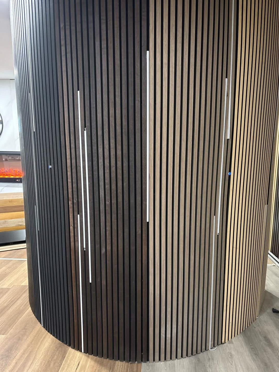 Tasmanian Oak acoustic panel, 2.7m internal cladding by Cladding Supplies of Australia, showing warm wood grain and smooth finish.