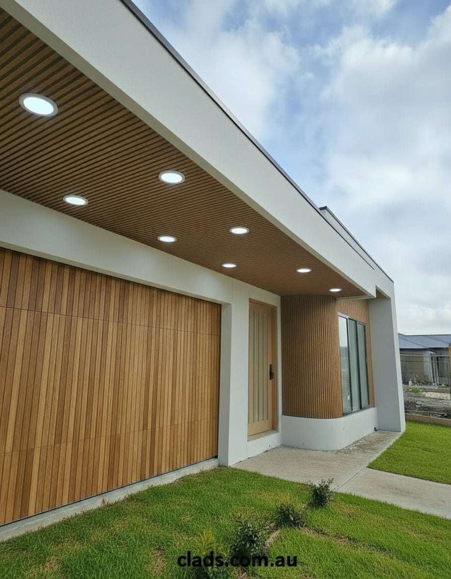 External Cladding In Light Teak 4 Slat 3 M - Cladding Supplies Of Australia