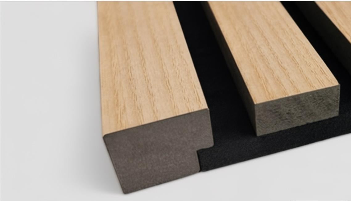 Modern wave wood acoustic panel for internal cladding, 1.2 meters, by Cladding Supplies of Australia, showing textured wood surface.
