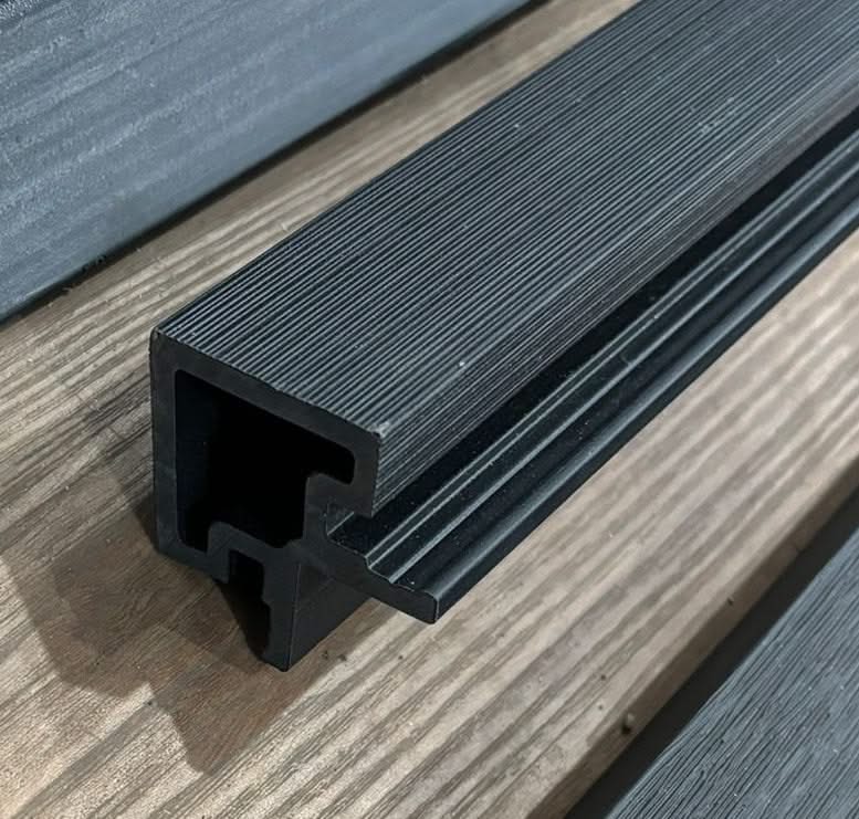 Charcoal grey external capping corner for cladding, 2.9m length, 90-degree angle, by Clads Australia, used for exterior building finishes.