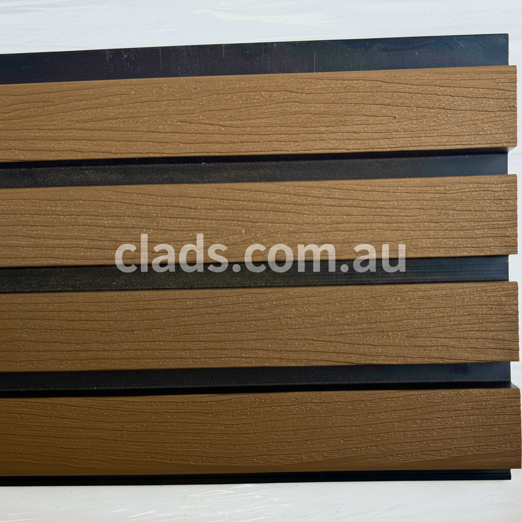External Cladding In Walnut 4 Slat Tree Pattern Slat 5.8 M - Cladding Supplies Of Australia