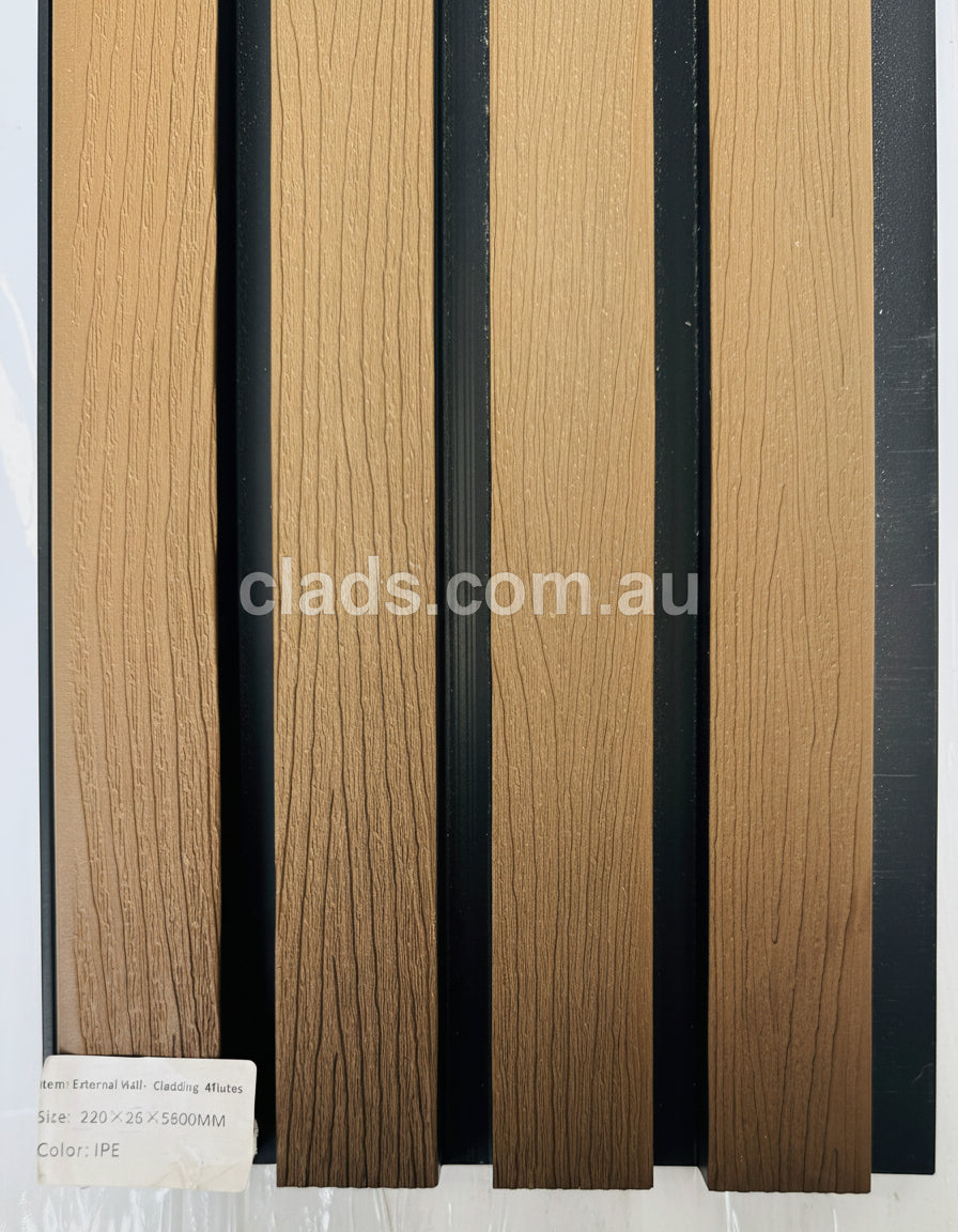 External Cladding In Walnut 4 Slat Tree Pattern Slat 5.8 M - Cladding Supplies Of Australia