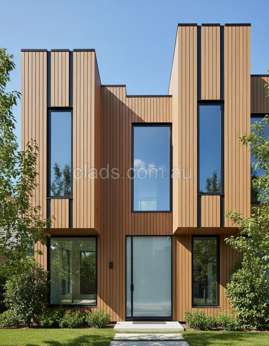 External Cladding In Walnut 4 Slat Tree Pattern Slat 5.8 M