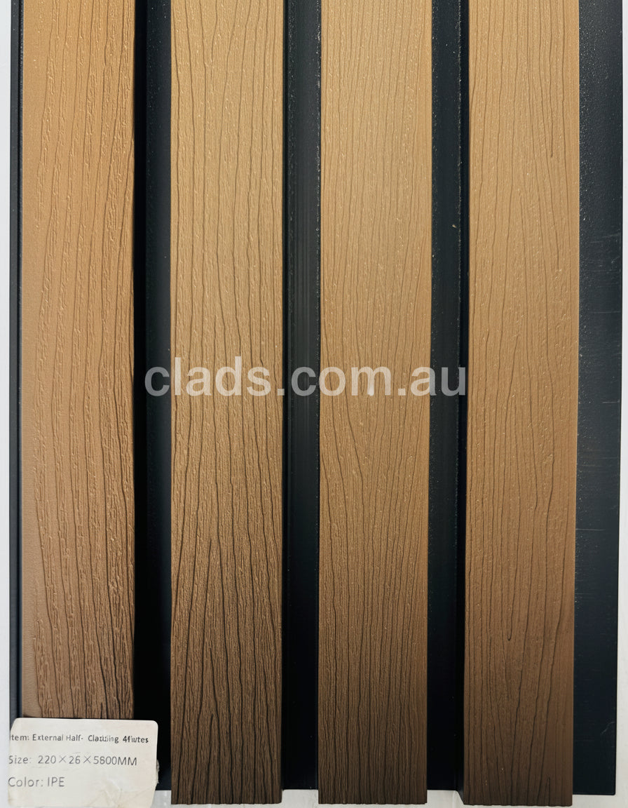 External Cladding In Walnut 4 Slat Tree Pattern Slat 5.8 M - Cladding Supplies Of Australia