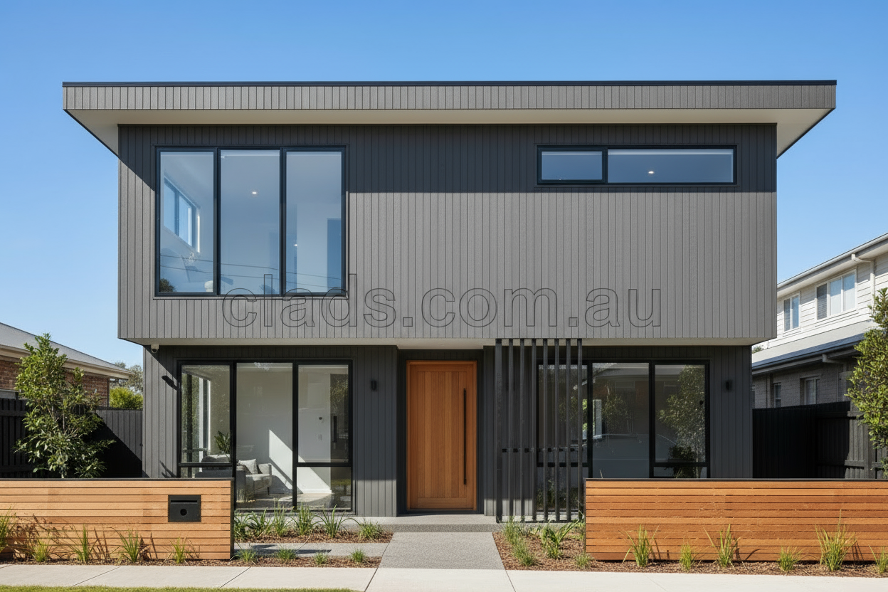 External Half Cladding In Charcoal Grey Tree Pattern 4 Slat 5.8 M