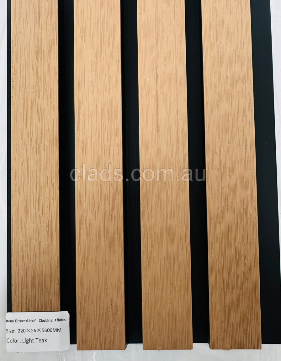 External Half Cladding In Light Teak 4 Slat 5.8 M - Cladding Supplies Of Australia