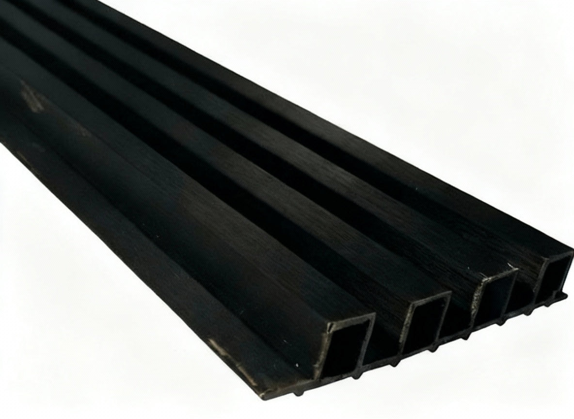 Internal Cladding 24mm Matt Brush Black 4-Slat by Clads Australia, featuring sleek black finish and 3-meter length.