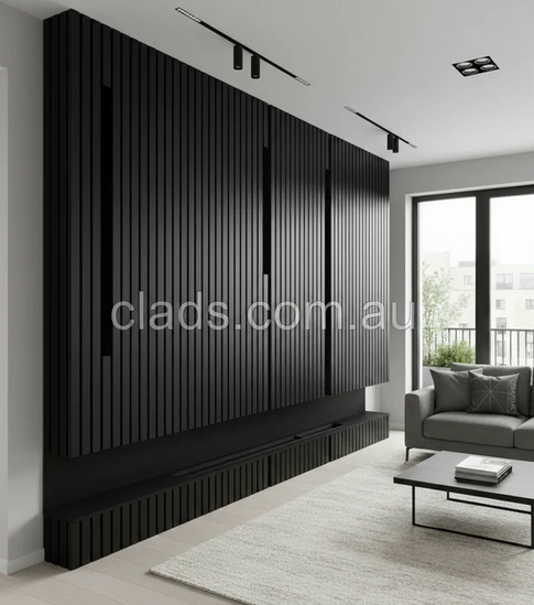 Internal Cladding In 21MM Black Big Flute 4 Slat 2.7 M - Cladding Supplies Of Australia