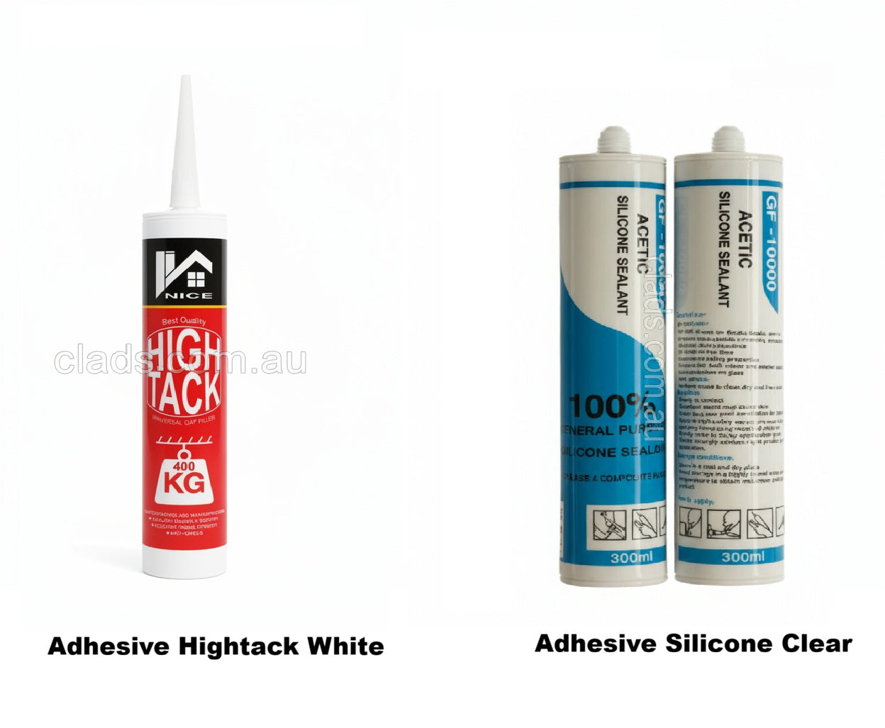 White high-tack adhesive for acoustic panels by Cladding Supplies of Australia, shown in a close-up image.