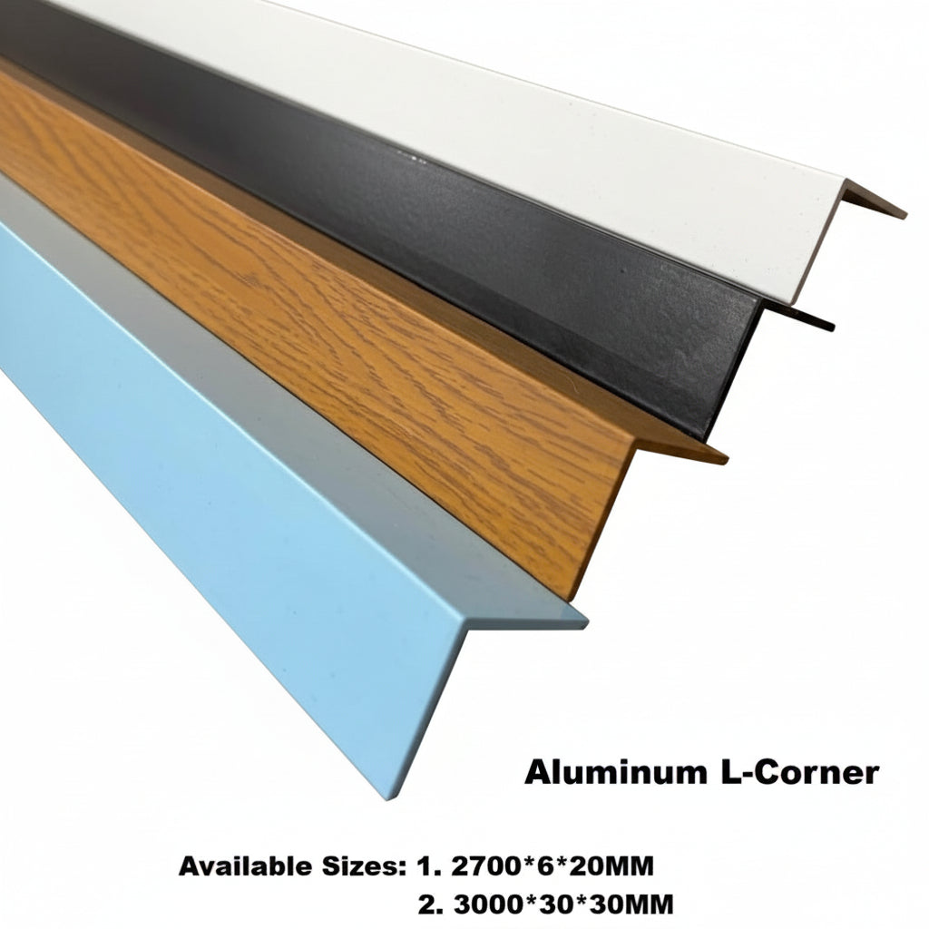 Aluminum L-shaped corner for internal cladding accessories by Cladding Supplies of Australia, used for joining and finishing wall panels.
