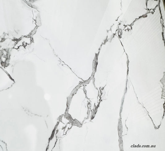 Glossy Marble Sheet / Wet wall Panel/Flat Seam White Color 2.7 Meter