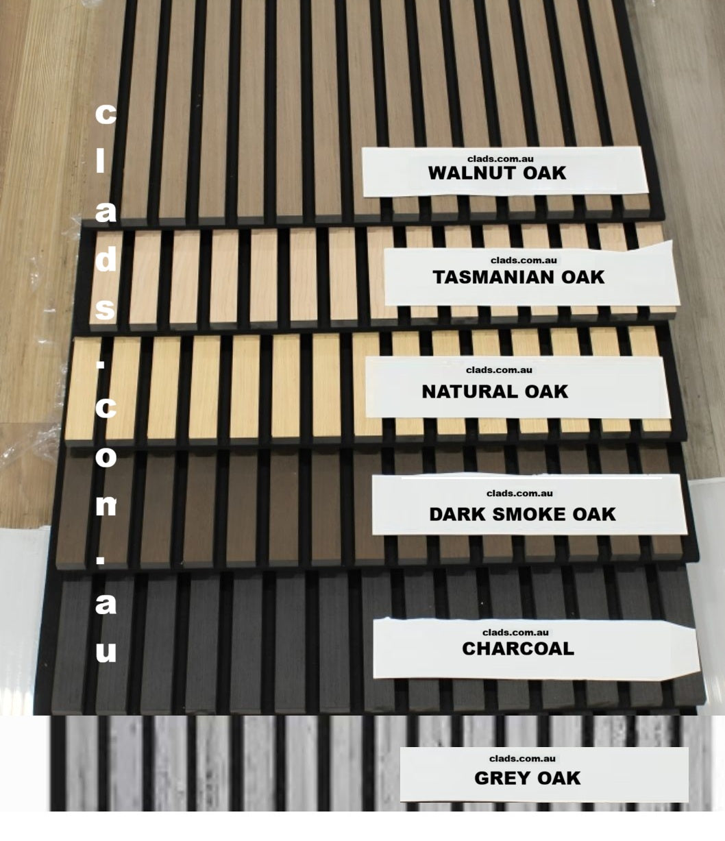 Grey Oak acoustic panel from Cladding Supplies Of Australia, internal cladding with a modern grey oak finish.