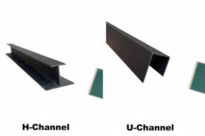 H and U channel external cladding accessory by Cladding Supplies of Australia, showing metal channels for siding installation.