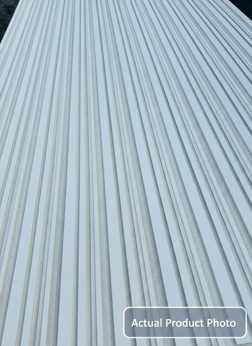 Close-up of Fiber cement cladding with a light blue color.