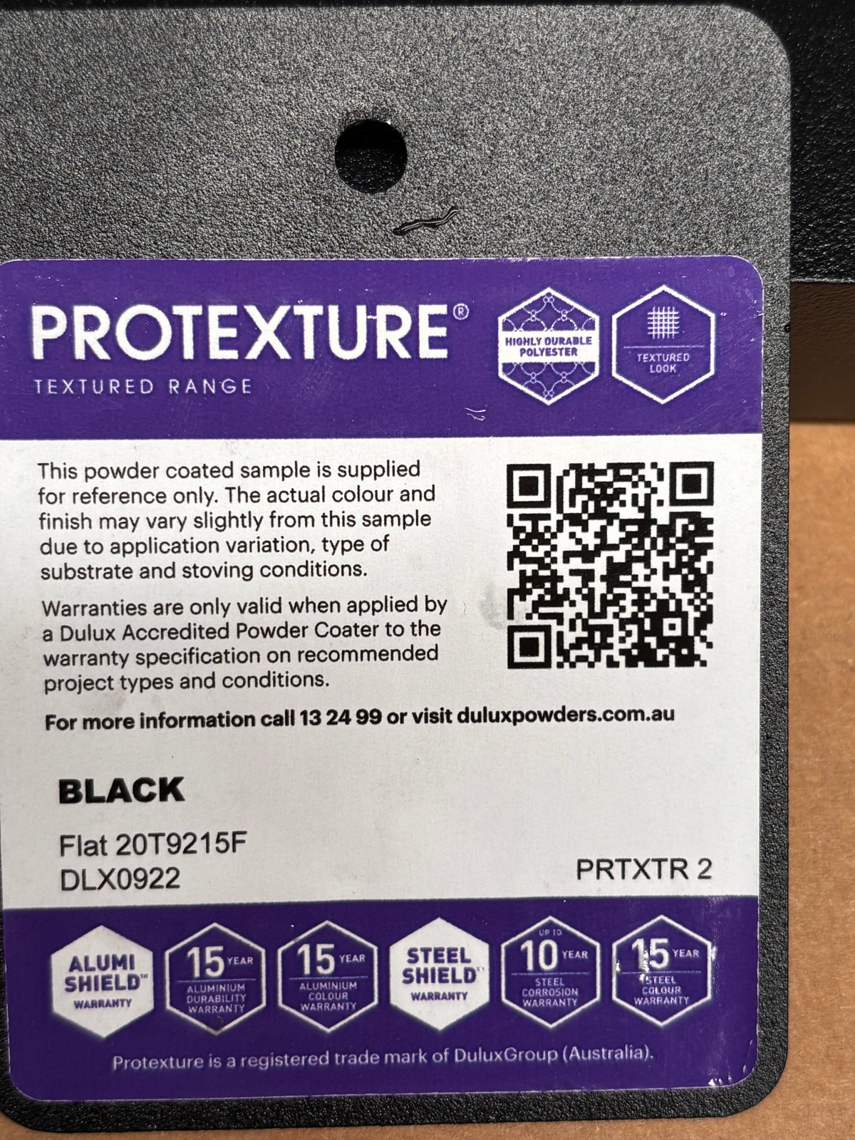 Frosted black aluminium external cladding panel 3.6 meters long, showcasing a sleek modern finish for building exteriors.