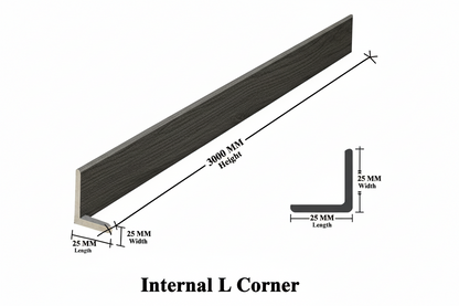 Internal cladding corner accessory from Cladding Supplies of Australia, showing a close-up of the L-shaped metal fitting for wall installation.
