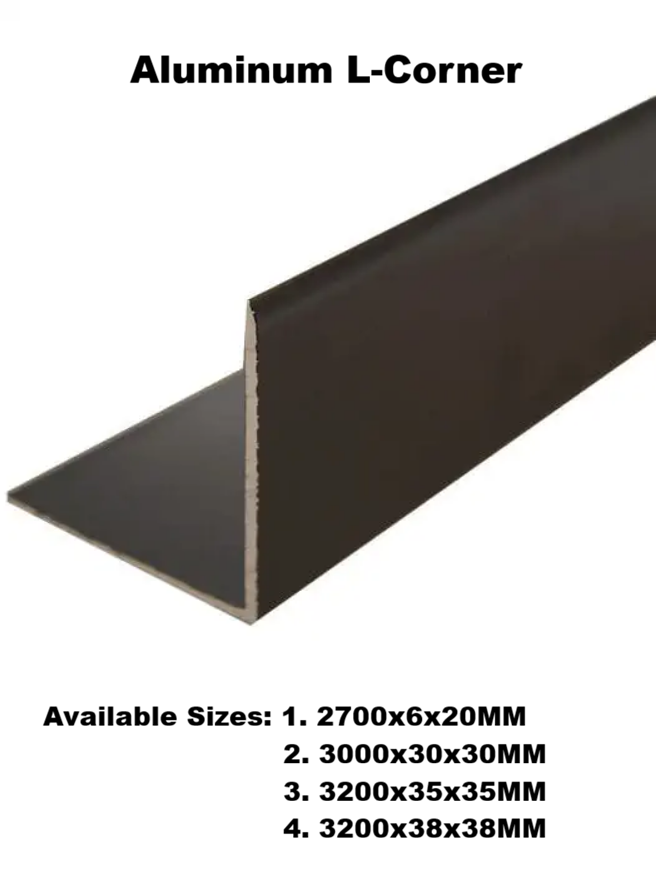 Aluminum external cladding L-corner accessory from Cladding Supplies of Australia, used for finishing exterior wall corners.