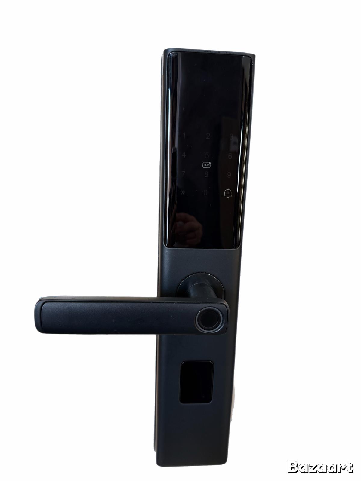 Black Cladding Supplies of Australia Smart Door Lock Model Z12 mounted on a door with keypad and electronic lock features.