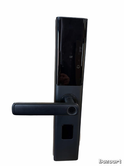 Black Cladding Supplies of Australia Smart Door Lock Model Z12 mounted on a door with keypad and electronic lock features.