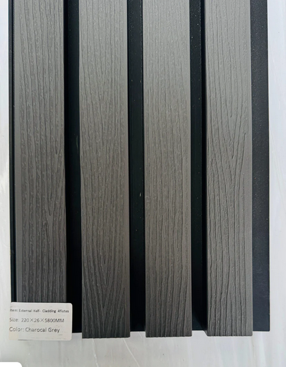 External Half Cladding in Charcoal Grey Tree Pattern 4 Slat 2.7 M