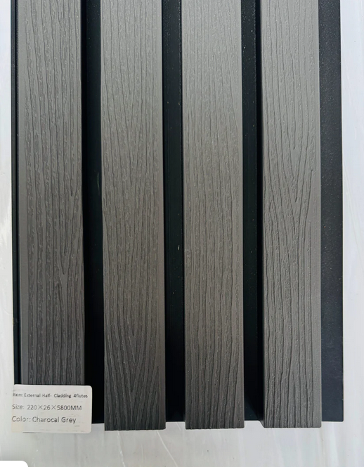 External Half Cladding in Charcoal Grey Tree Pattern 4 Slat 2.7 M