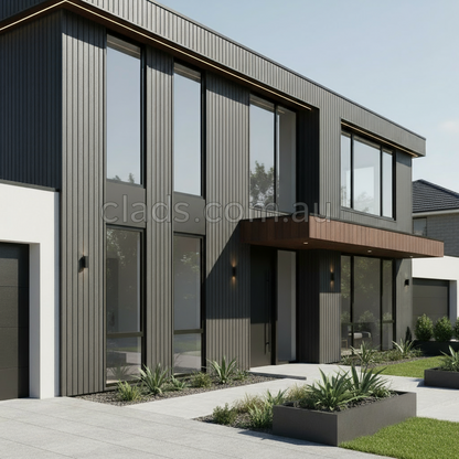 External Half Cladding in Charcoal Grey Tree Pattern 4 Slat 2.7 M - Cladding Supplies Of Australia