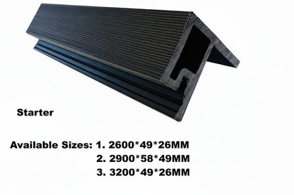 Black external cladding starter piece from Cladding Supplies of Australia for outdoor wall installation.