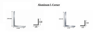 Diagram of aluminum L corner used in stone cladding and marble sheet accessories by Cladding Supplies of Australia.