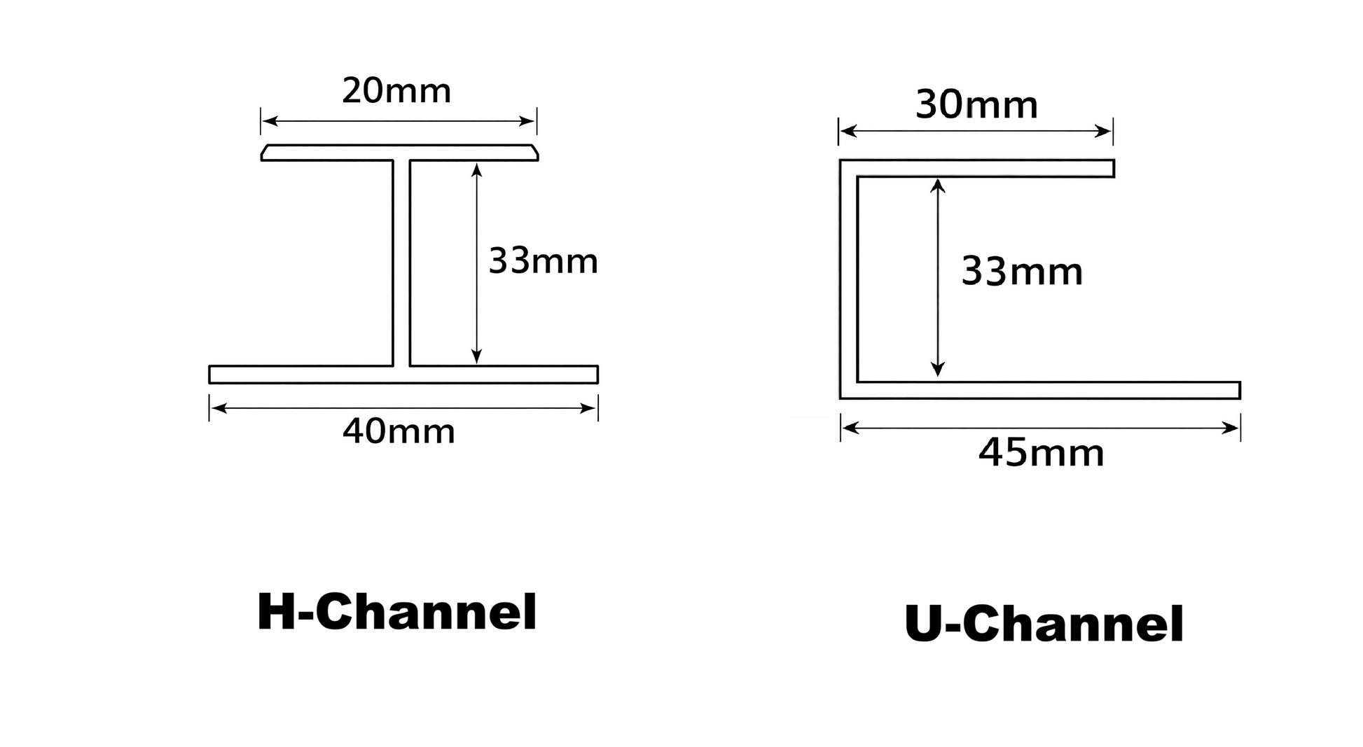 Structural diagram of aluminum H-channel for external cladding, showing installation details for Cladding Supplies of Australia.