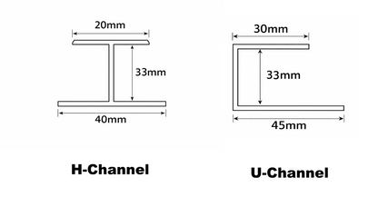 Structural diagram of aluminum H-channel for external cladding, showing installation details for Cladding Supplies of Australia.