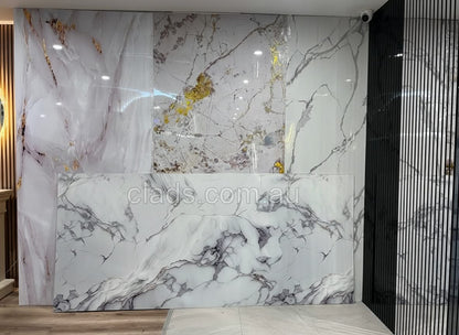 Glossy 3D PVC Natural Stone look Marble Sheet