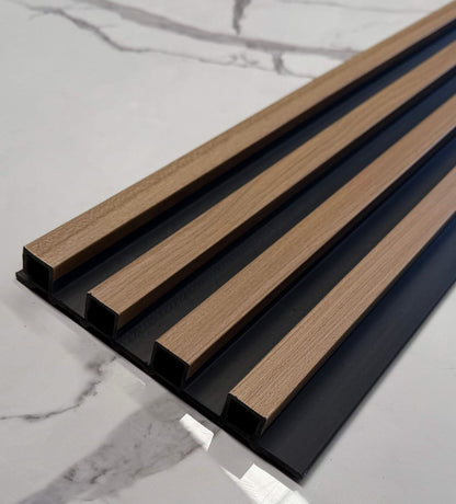 Internal teak half cladding with four slats, 3 meters long, by Cladding Supplies of Australia, showcasing natural wood finish.