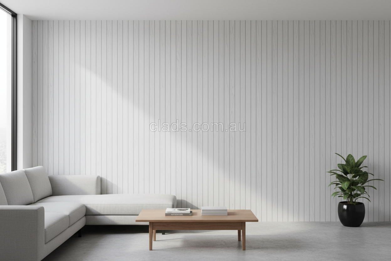 Internal Cladding In 24 MM Snow White 4 Slat 2.7 M - Cladding Supplies Of Australia