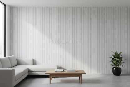 Internal Cladding In 24 MM Snow White 4 Slat 2.7 M - Cladding Supplies Of Australia