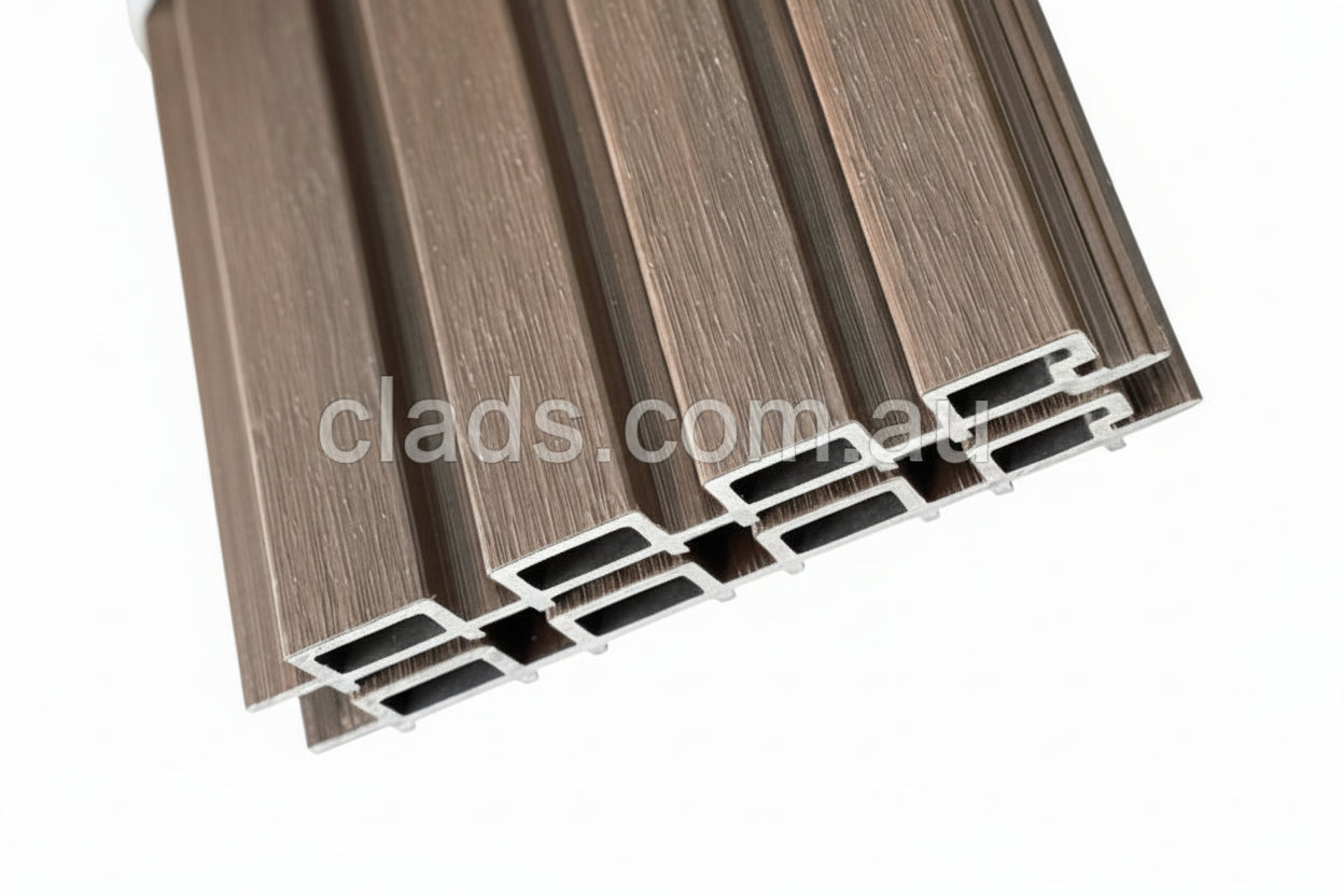 External Cladding in Dark Walnut 4 Slat - Cladding Supplies Of Australia