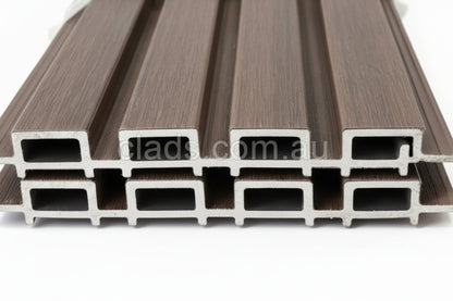 External Cladding in Dark Walnut 4 Slat - Cladding Supplies Of Australia
