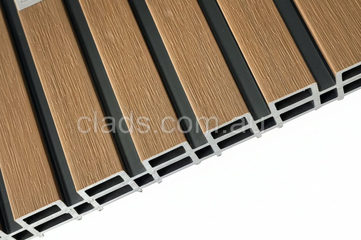 External Half Cladding in Teak 4 Slat | Cladding Supplies Of Australia
