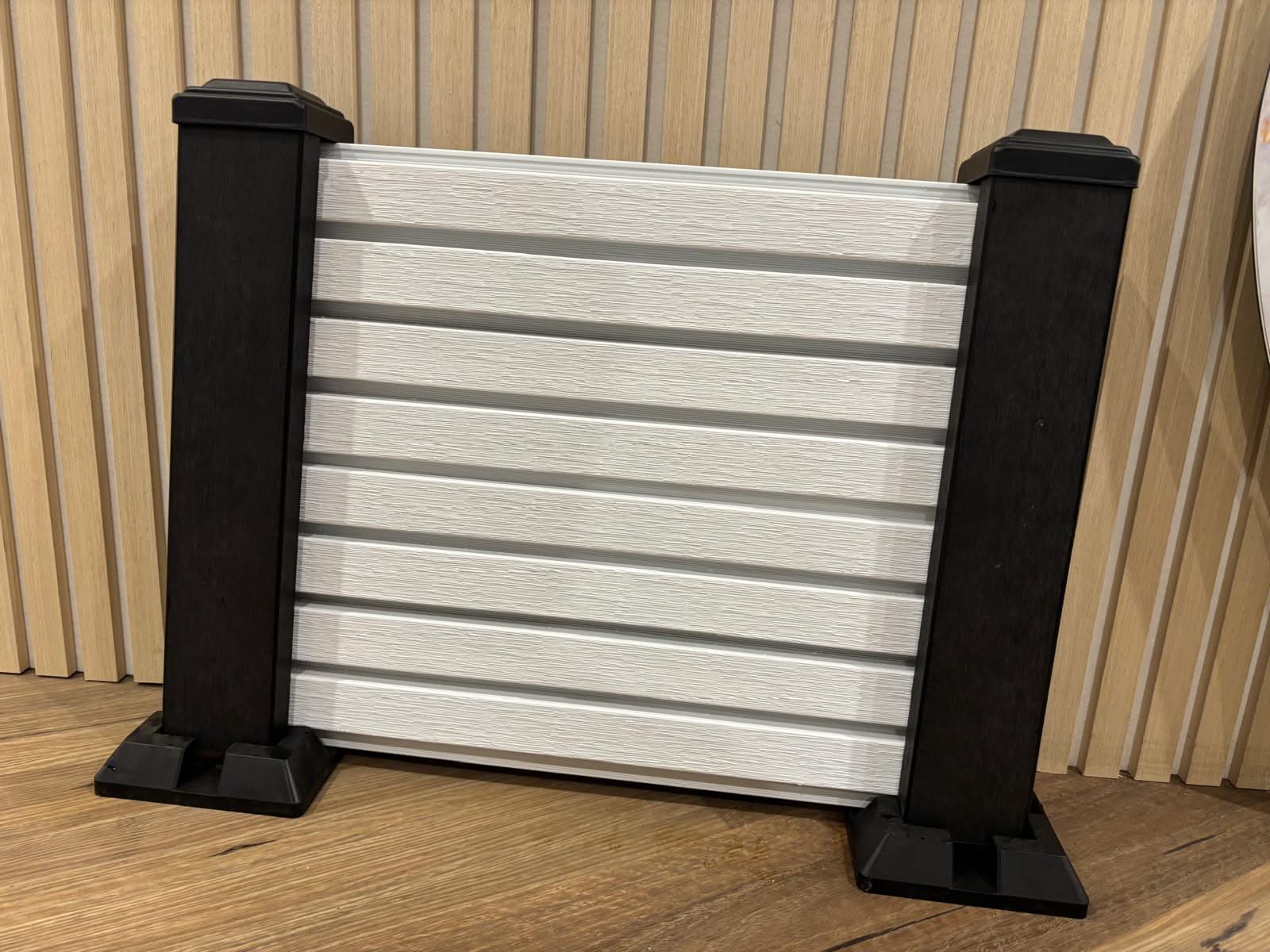 Horizontal WPC cladding post with accessories from Cladding Supplies of Australia, showcasing the durable, weather-resistant design.