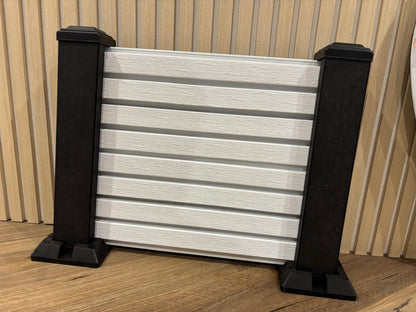 Horizontal WPC cladding post with accessories from Cladding Supplies of Australia, showcasing the durable, weather-resistant design.