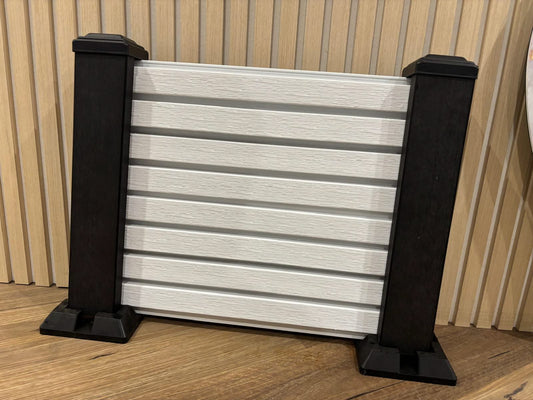 Horizontal WPC cladding post with accessories from Cladding Supplies of Australia, showcasing the durable, weather-resistant design.