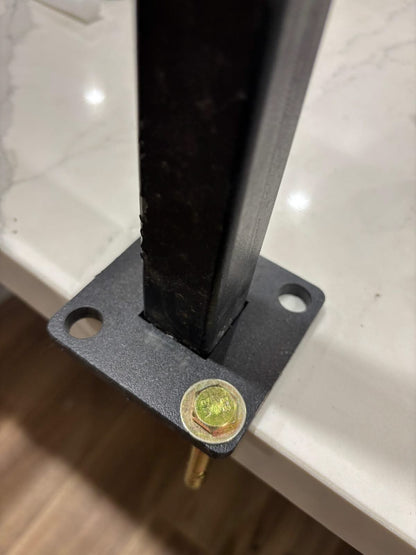 Horizontal WPC cladding post and accessories from Cladding Supplies of Australia, showing textured wood-like finish and mounting hardware.